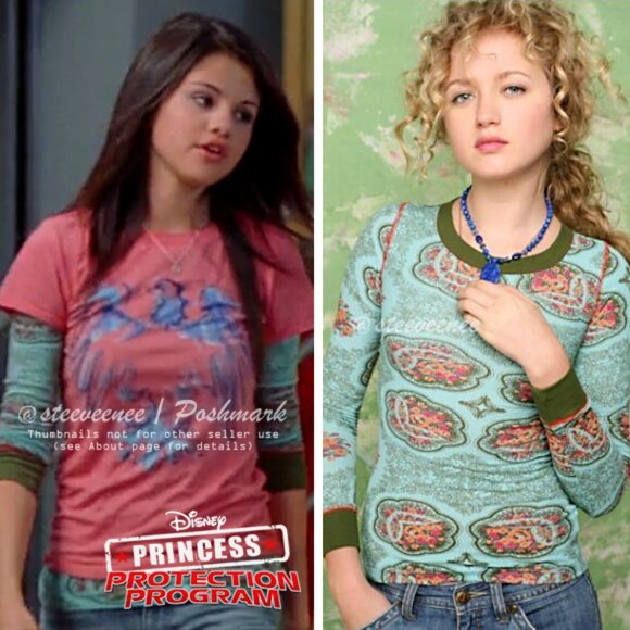 Free People Printed Pointelle Crew in Sea Blue ASO Princess Protection Program - Picture 2 of 11